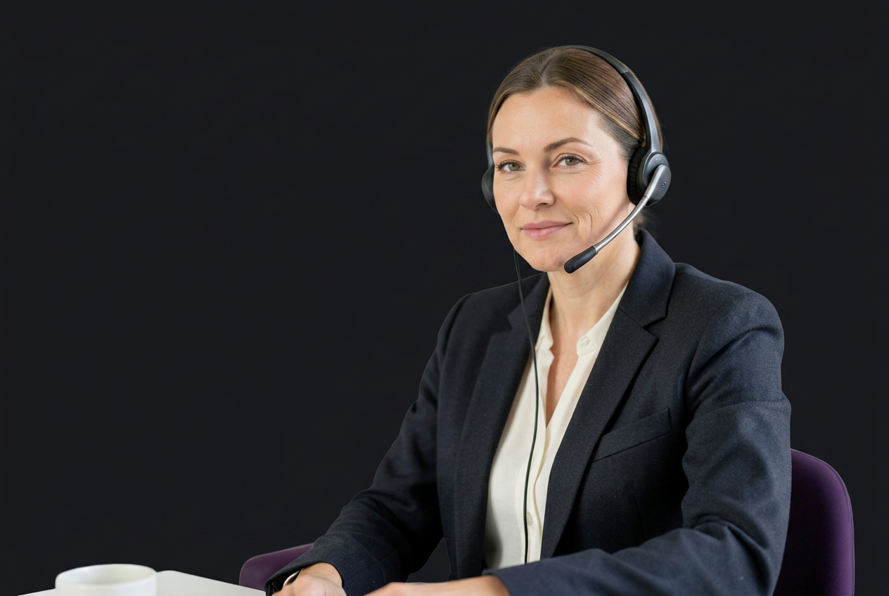 Employee practising an AML conversation with a headset